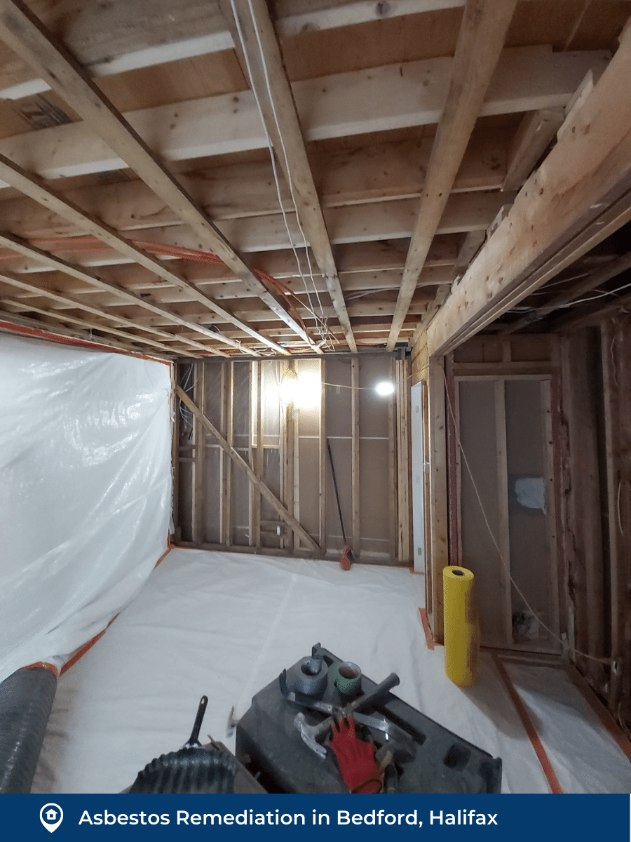 Asbestos remediation in Bedford, Halifax — interior abatement work in progress