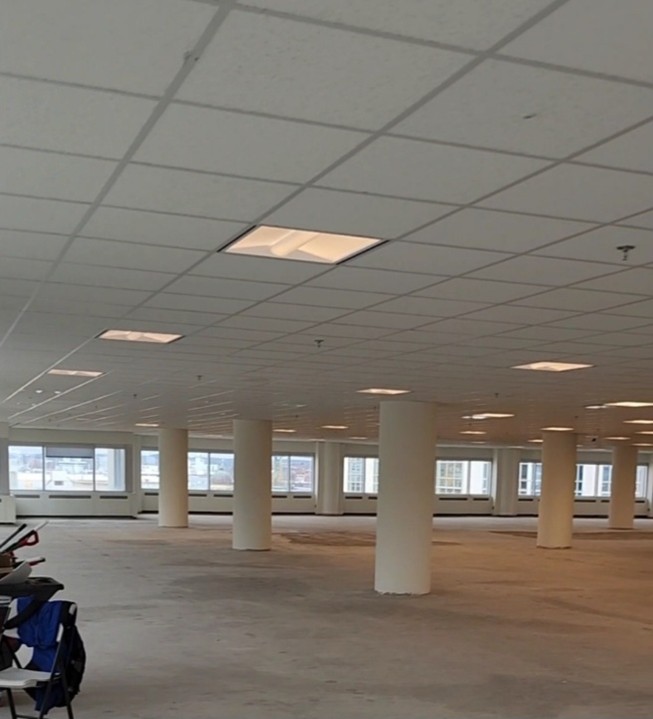 Empty indoor parking garage during demolition at Purdy's Wharf